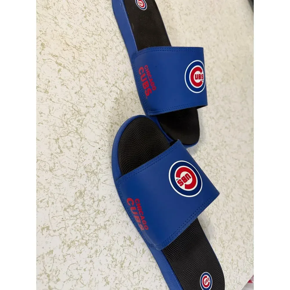 Chicago Cubs Slide Sandals Men’s XL (12-14) Blue MLB Logo Slip On Slides